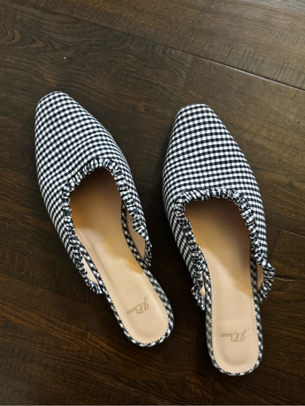 J Crew Gingham Heeled Flats